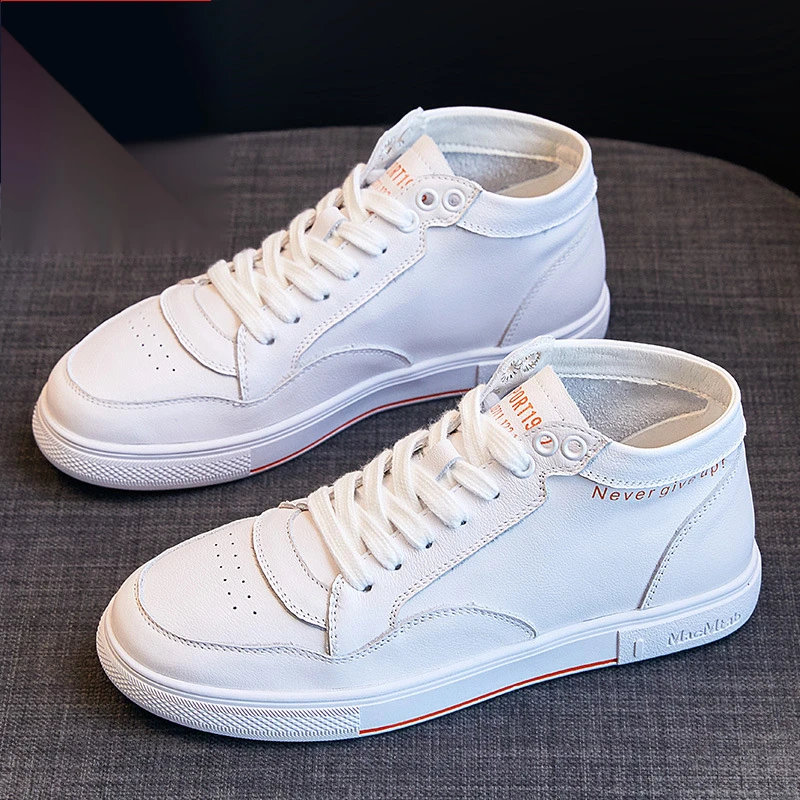 Vera pelle alta top piccola bianca sh per donna 2023 nuova estate versatile nella moda di strada sh sport casual_voghion.com