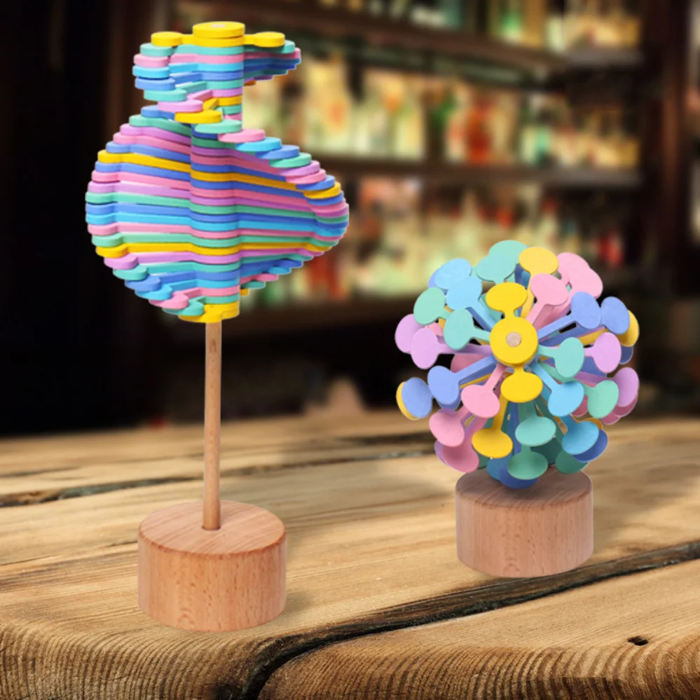 

Wooden Spiral Lollipop Stress Relief Toy Spinning Magic Wand Stop Stress Reliever Autism Toys Art Decoration Spinner Kids Gifts