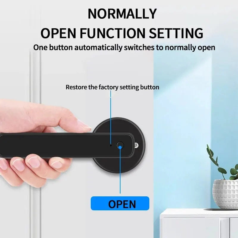 Tuya BLE 디지털 지문 문짝 잠금 장치, 60mm, 70mm 래치 키가 있는 전자 잠금 장치, Smartlife/Tuya 앱 원격 잠금 해제