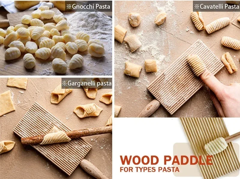 Description Picture 6 of itemGnocchi Board Set Italian Pasta Making Tools Ravioli Stamp Cutter for Homemade Cavatelli Garganelli Fettuccine Pasta Maker