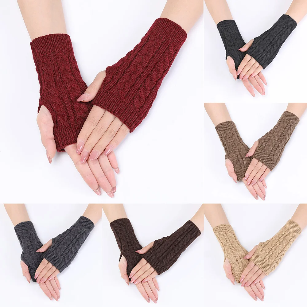 

Winter Unisex Gloves Long Fingerless Gloves Arm Sleeve Knitted Mittens Women Y2K Hand Warmer Punk Soft Winter Arm Warmers