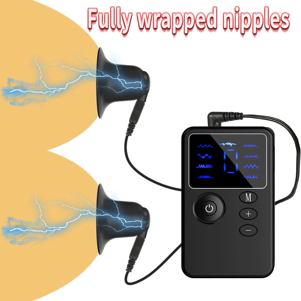 Electric Shock Nipple Sucker Electro Stimulator Pussy Clip E-stim Nipple Clamp Vacuum Breast Enlarger SM Sex Toys electro sex toys electric sex toys For Women