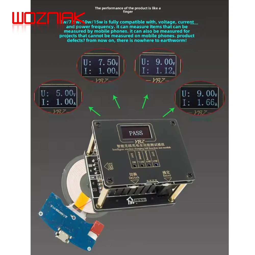 15W Qi2.0 지능형 MPP 무선 충전 테스터 YBZ IPHONE 자기 팝업 창 다중 프로토콜 무선 충전 테스트 스탠드