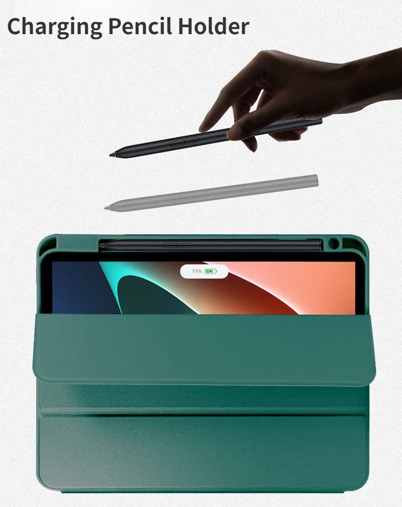 Custodia Per Xiaomi Redmi Pad SE 11'' 2023 – Flip In PU Con Portapenne E Pennino – Verde - 2