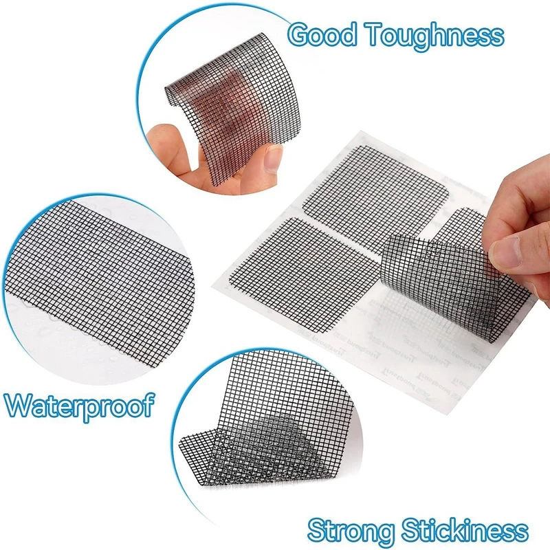Description Picture 5 of item30 Pcs/Set Fly Screen Window Repair Strong Adhesive Fly Screen Repair Set Net Mesh Repair Tape For Door Hole of Repair Mosquito