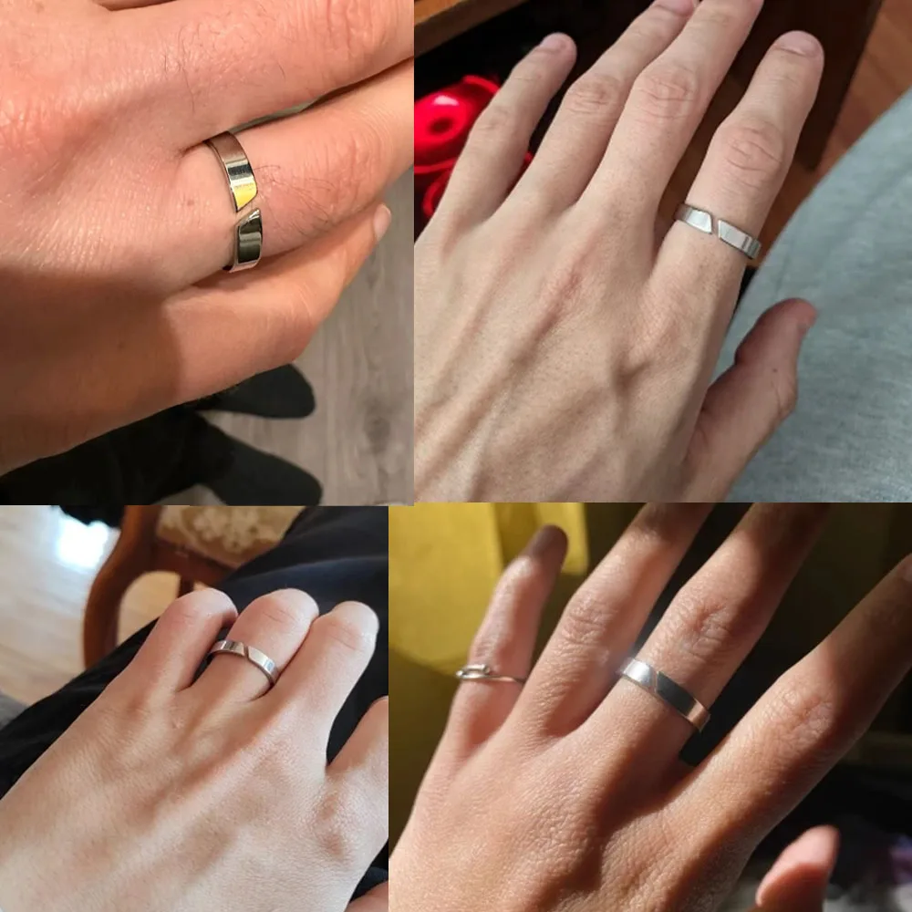 Kpop Minimalist Couple Rings Stainless Steel Open Ring Women Men Fashion Jewelry Wedding Gift
