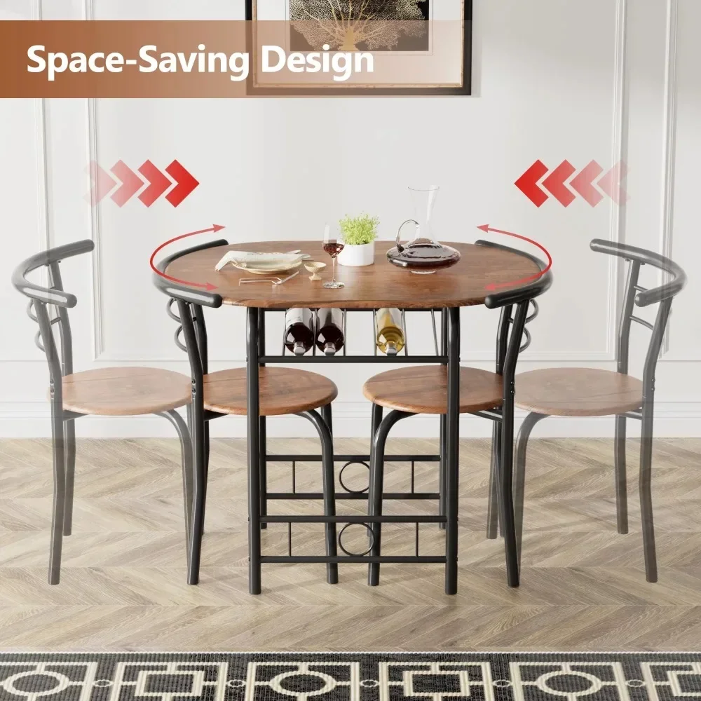 3 Pieces Dining Set Breakfast Table Set Space Saving Wooden Chairs and Table Set, for Dining, Office and Living Spaces of Home 3