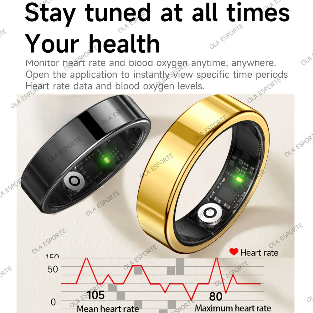 2026 New Smart Ring Heart Rate Blood Oxygen Sleep Monitor Motion Tracking IP68 5ATM Waterproof Men Women Smartring Holiday Gifts 2