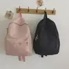 Women Nylon Backpack Preppy Style School Students Solid Color Large Handbags 4