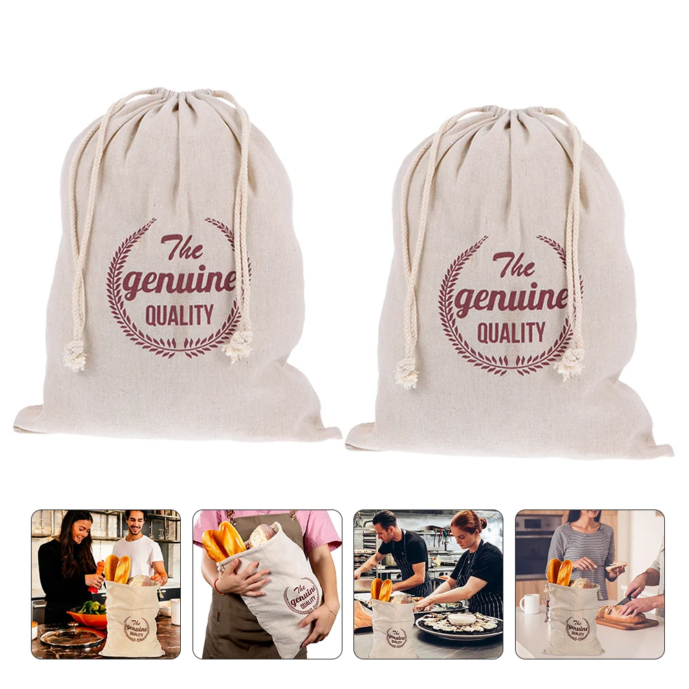 

Hemoton Challah Bread 2Pcs Linen Bread Bags Natural Unbleached Bread Bags Reusable Drawstring Bag Loaf Homemade Bread Storage