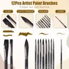 Paint Brushes Set, 12pcs Synthetic Nylon Tips Artist Brush for Acrylic Oil Watercolor Gouache Artist Professional Painting 6