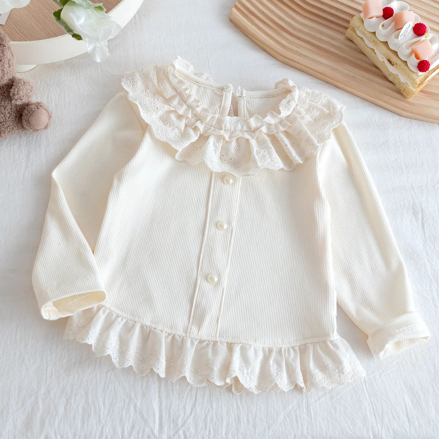 여아 니트 가디건 2026 신상 봄  여자아이 달콤한 러플 레이스 자켓 아동 공주풍 상의