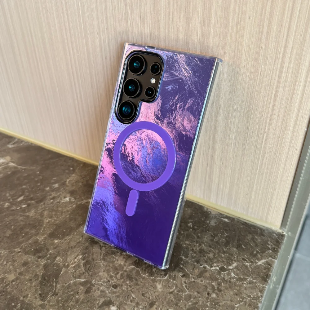 Gradient Colorful Glossy Glacier Texture Wireless Charging Cover