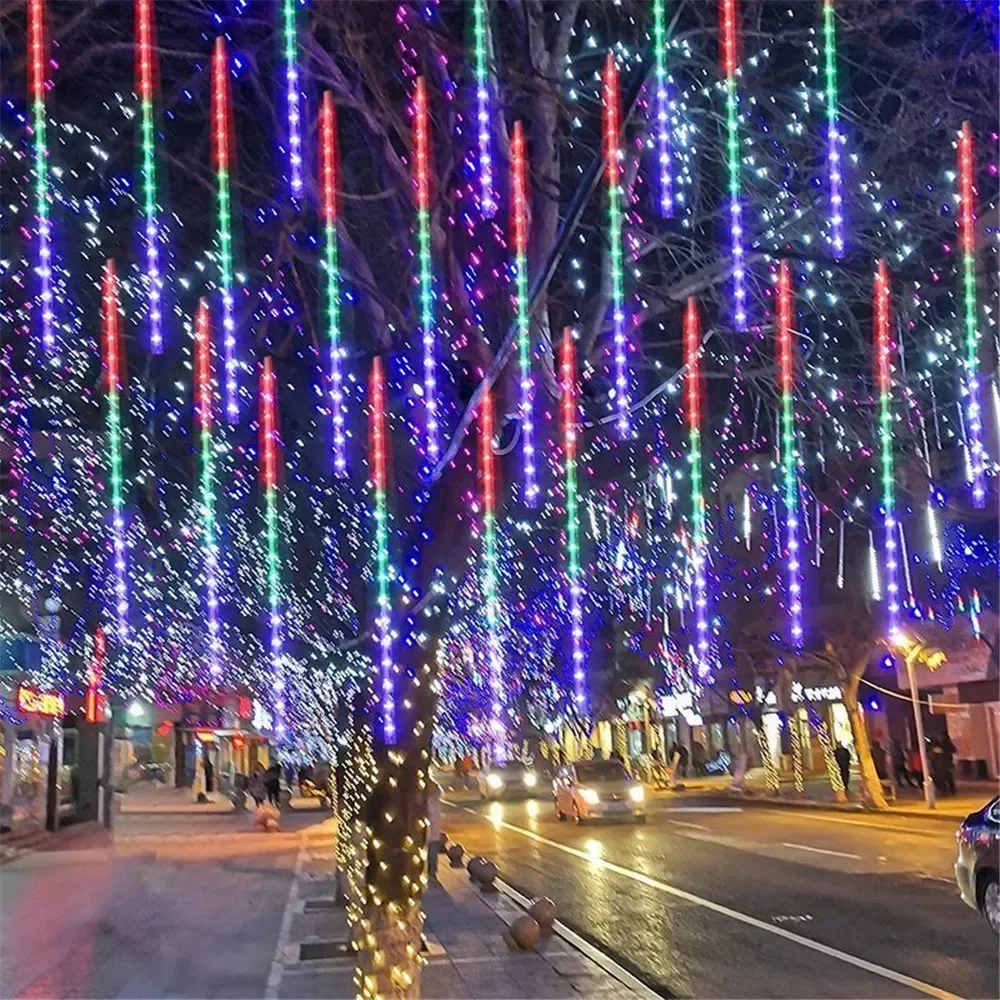 thumbnail image 1 of 4/3/2/1set EU/US Plug Meteor Shower LED String Lights Fairy Christmas Tree Decorations for Outdoor Wedding Birthday Lights, 1 of 5