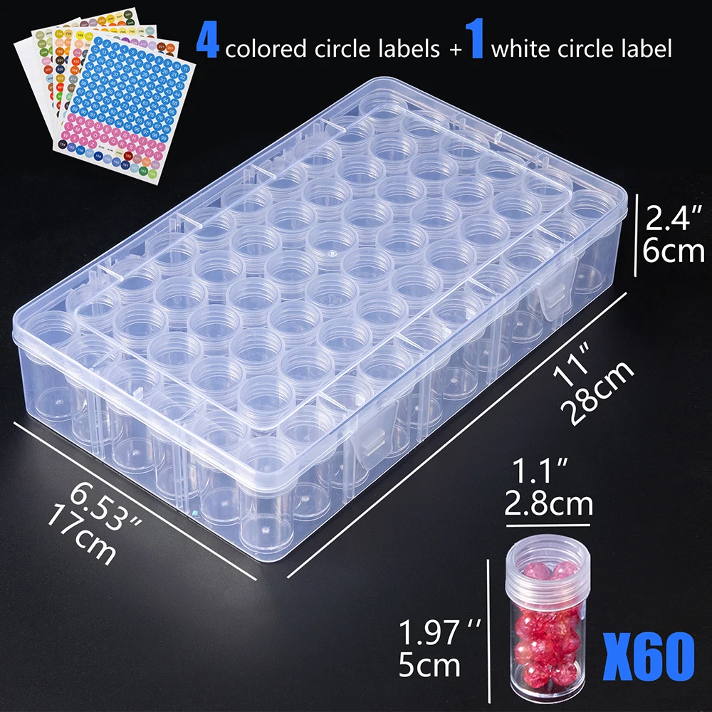 24/30/48/60/80 Beads Storage Bottle Accessories Organizer DIY Diamond Painting Tools Rhinestone Mosaic Art Storage Organizer