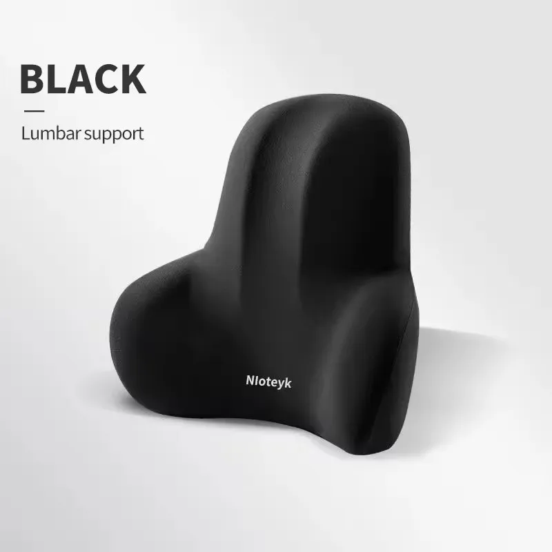 Ergonomic Car Seat Neck and Lumbar Support Cushion - Black Pillow for Enhanced Comfort