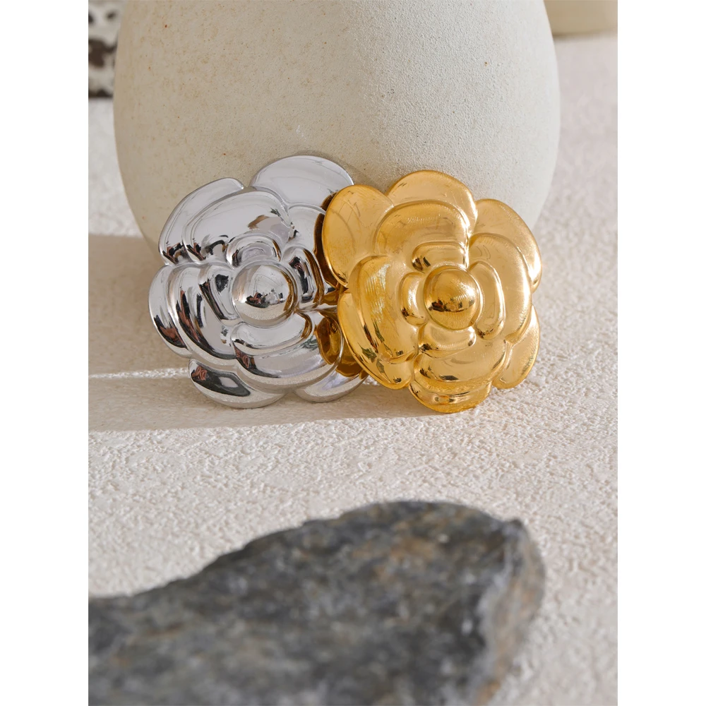 Yhpup Stainless Steel Flower Plant Brooch Pin Waterproof