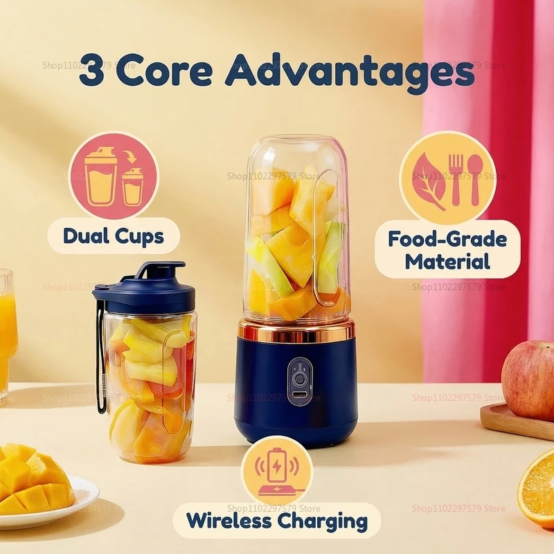 خلاط فواكه كهربائي محمول متعدد الوظائف بمنفذ USB و...