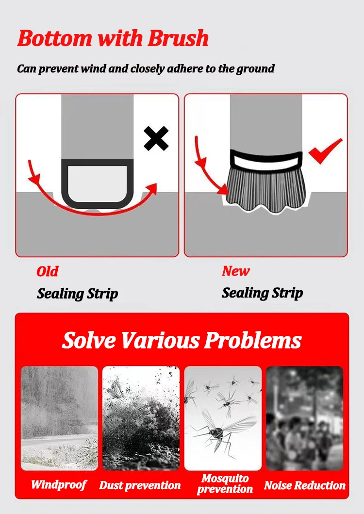 Description Picture 5 of itemDoor Bottom Sealing Strip with Wool-belt Wind-proof Dustproof Under Door Draft Stopper Self Adhesive Soundproof Seam Stripping