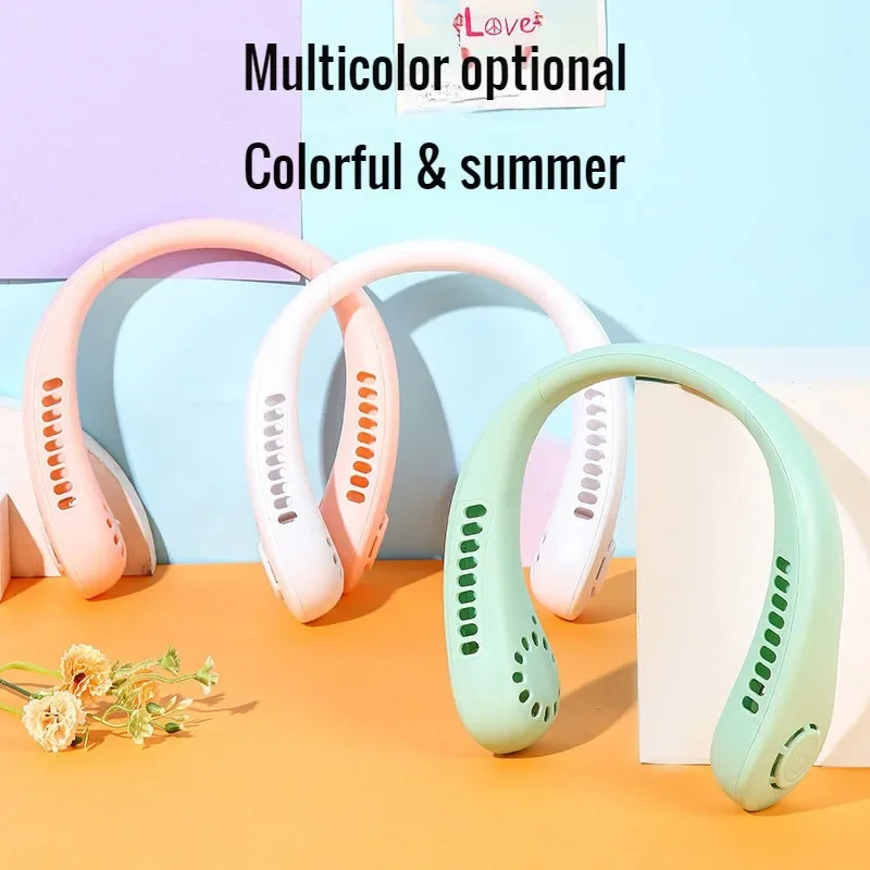 New Mini Hanging Neck Fan High Wind 3 Speed Adjustable USB Charging Portable Quiet Super Long Life Outdoor Sports Office Camping