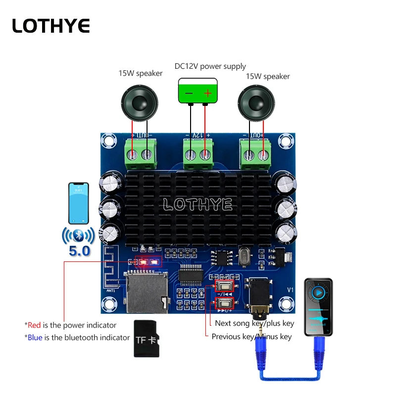 Плата цифрового усилителя TDA7297 Bluetooth 5 0 15 Вт * 2 стерео аудио усилитель с поддержкой