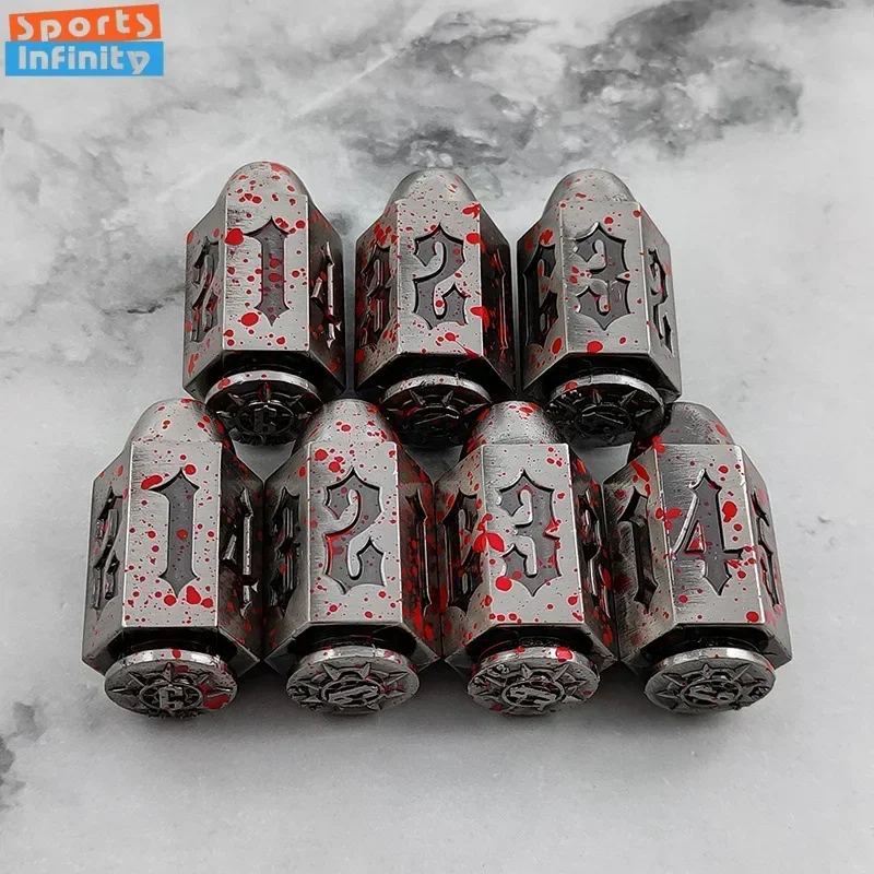 D6 Red Bloodstains Bullet Metal Dice DND Dice Set for COC TRPG RPG Cthulhu Table Board Game Polyhedral Number Kit 1pc