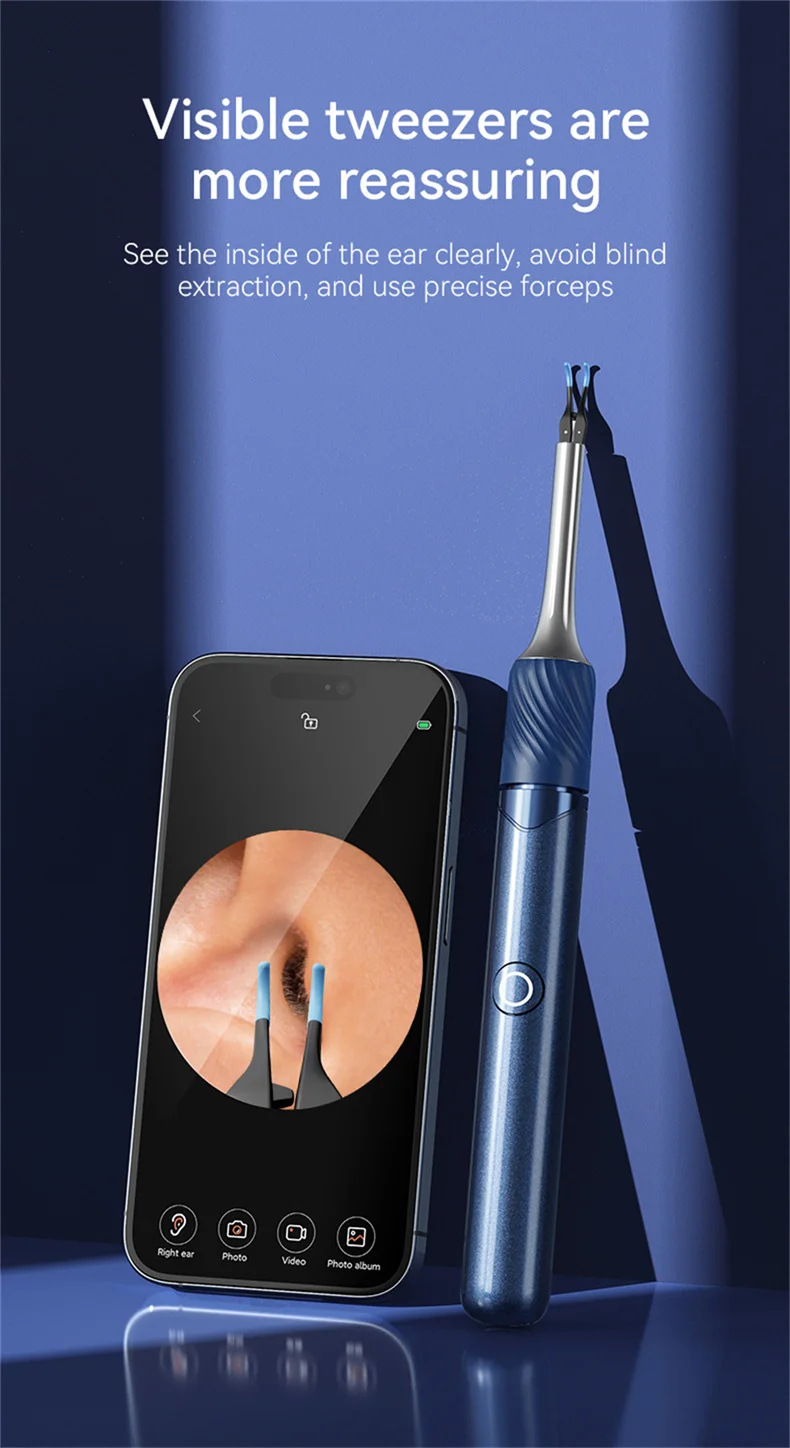 Visual Earwax Cleaning Kit With 12mp Camera And Otoscope Tool_voghion.com