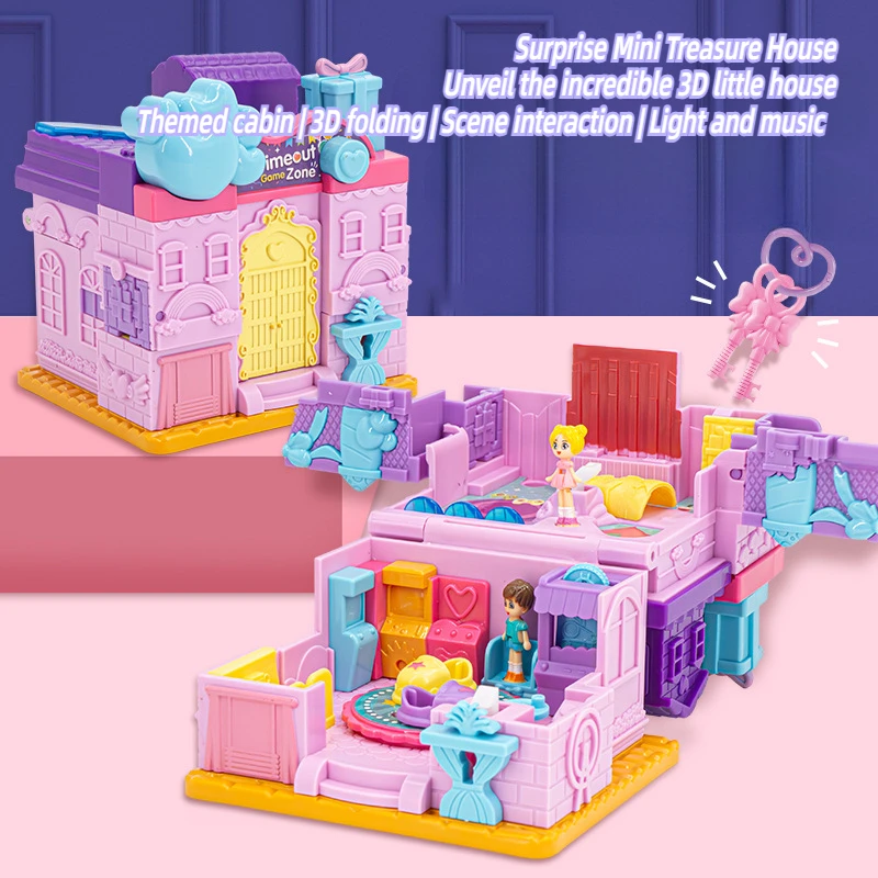 DIY Kids Toys Girls Pretend Play Dollhouse Toy 3D Simulation Princess Castle Villa Model Building Playset Room Decorations Kids Birthday Gifts