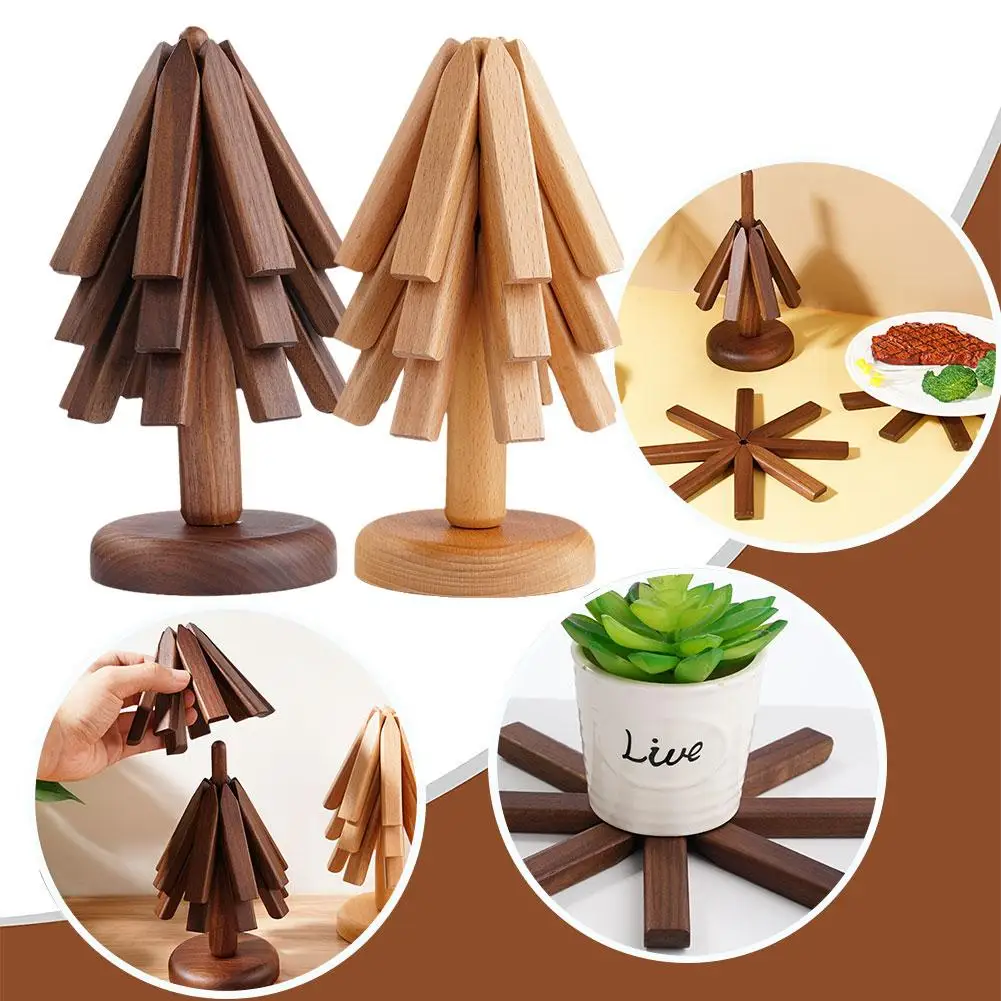 Walnut Tree Hot Pot Stand Wooden Trivets For Hot Dishes Tree Shape Trivet Set Coaster For Teapot Hot Pots Easy Storage New