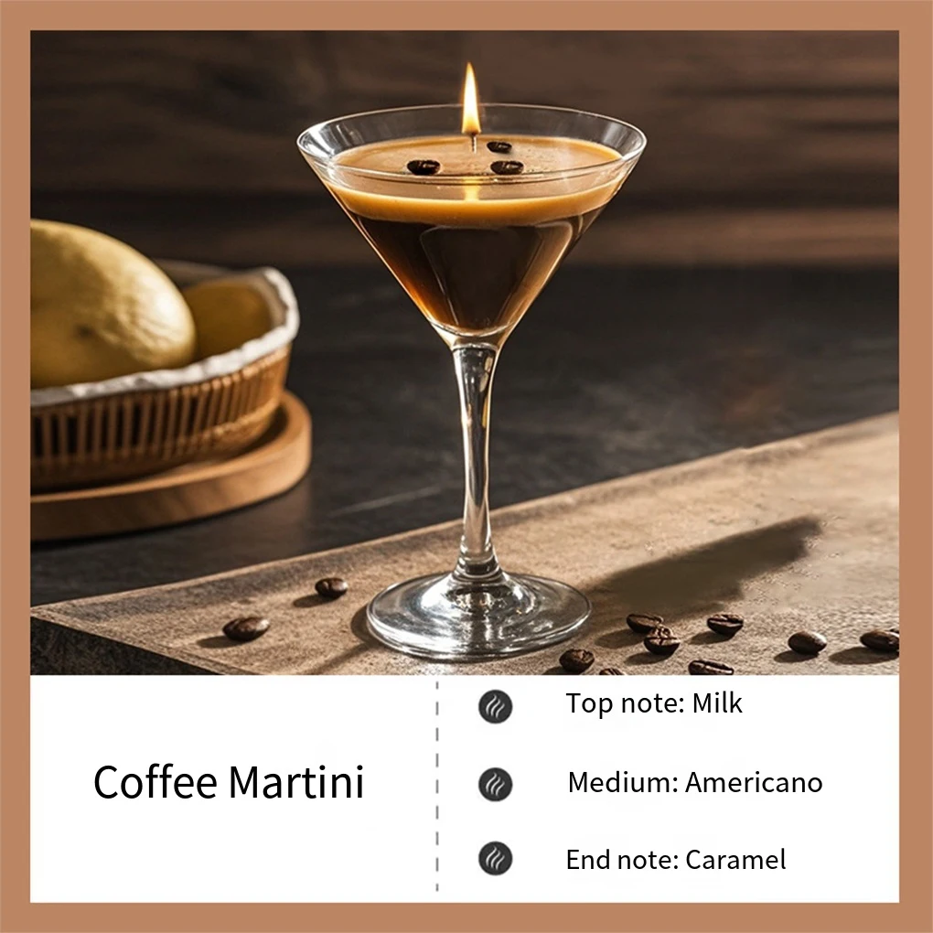 Glass Unique Scented Candle With Natural Wax For Home Decor Unique And Relaxing Soothing Atmosphere Coffee Martini Candle Gift