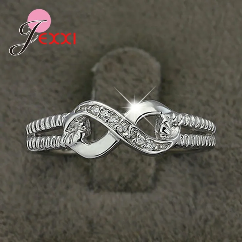Novel Design Figure 8 Shape Round Finger Rings For Women Girls Promise Rings Sterling Silver 925 Elegant Wedding Jewelry silver ring wedding rings silver rings