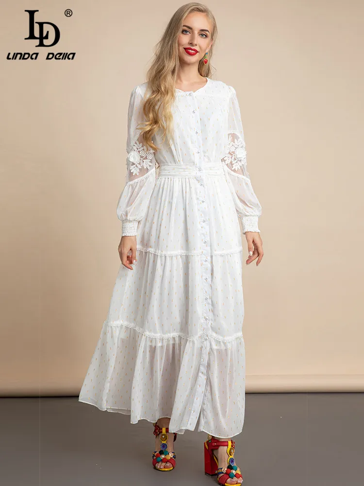 Summer Fashion Runway White Midi Dress 