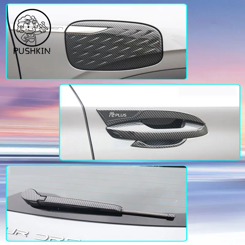 For BYD ATTO 3 Chrome Carbon Fiber Car Door Handle Cover Trim Interior trim Car Stickers