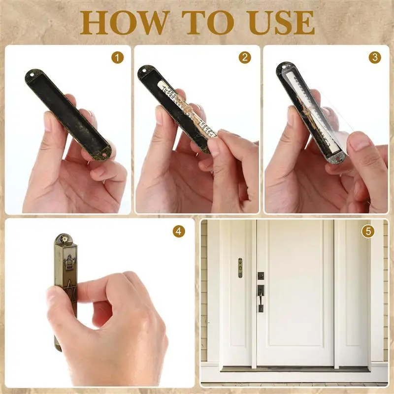 5pcs Vintage Door Mezuzah Metal Blessing Mezuzah Religious Ornament Religious Gift Plaque Judaica Scroll Decors
