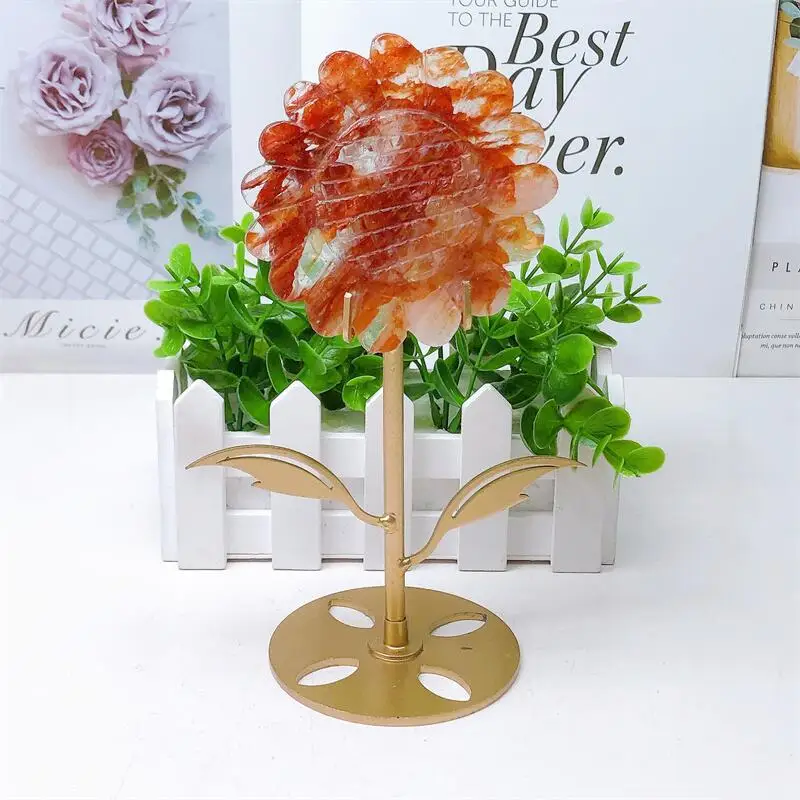 

Резная фигурка из натурального красного огненного кварца, гематоидного подсолнечника, кристалл, модный подарок на праздник, резьба из кварца, исцеление, украшение для дома