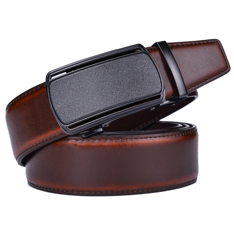 Herren-Ratschengürtel aus Leder mit luxuriöser Designer-Schnalle – verstellbarer Kleidergürtel für perfekte Passform – Detail 2