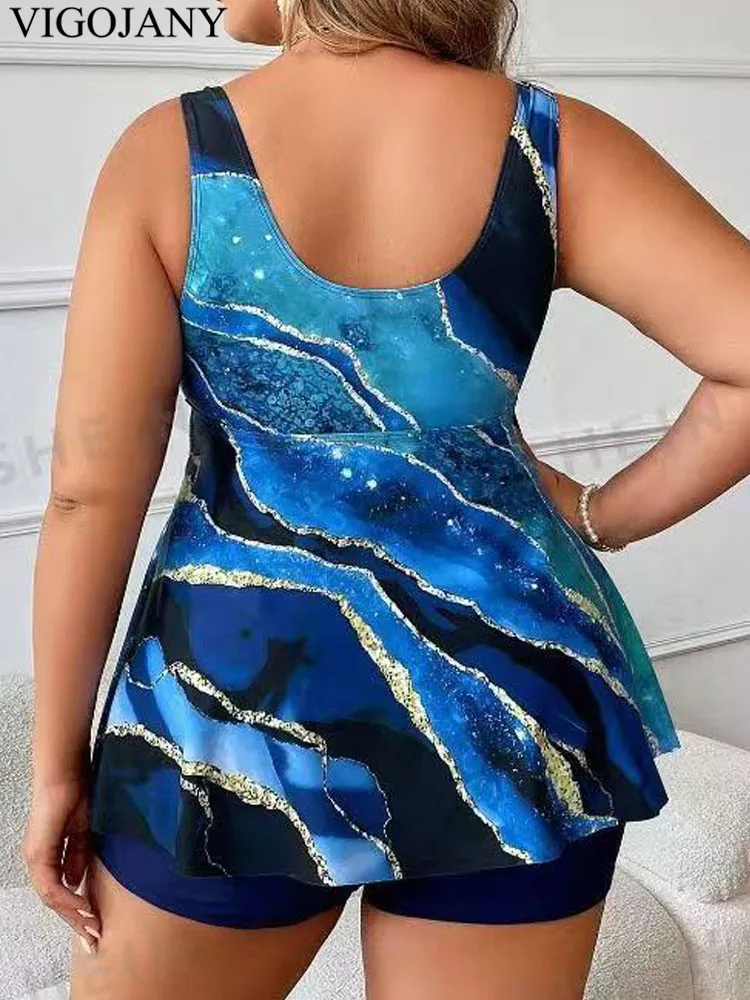 Women swimsuit Women two piece sets Women's plus size tankini set high waist swimsuit