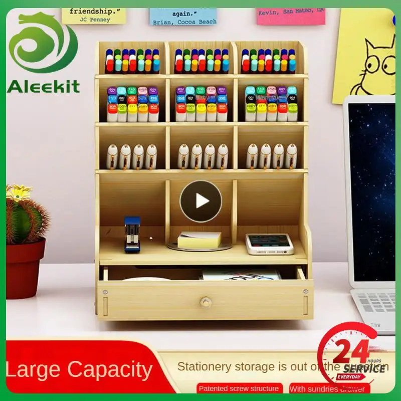 

Multi-function Wooden Desktop Pen Holder Office Accessories School Stationery Storage Stand Case Desk Pen Pencil Organizer