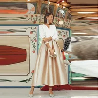 Champagne Lady Ankle Length Satin Skirts High Waist Women Causal Gowns Spring Summer Birthday Skirt A Line 1