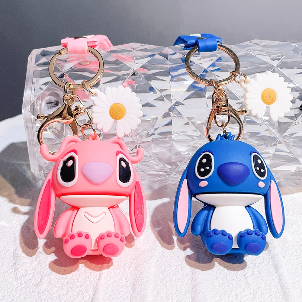 Disney Stitch Toys Anime Stitch Pendant Keychain Sweet Pink Angel C