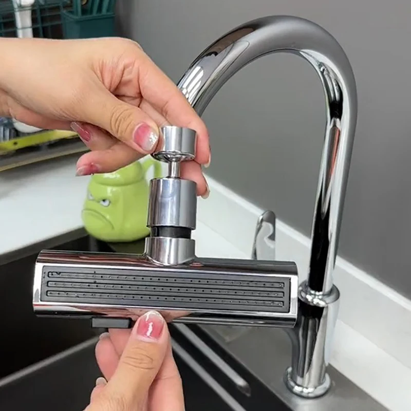 

Waterfall Kitchen Faucet, Upgrade 3 In 1 Kitchen Sink Faucet, Multifunction Big Angle Rotatable Anti-Splash Faucet For Kitchen