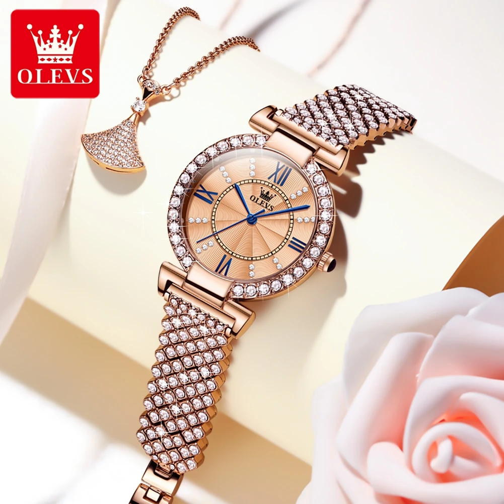 OLEVS Luxury Ladies Watch Women Waterproof Rose Gold Steel Strap Women Wrist Watches Top Brand Bracelet Clocks Relogio Feminino