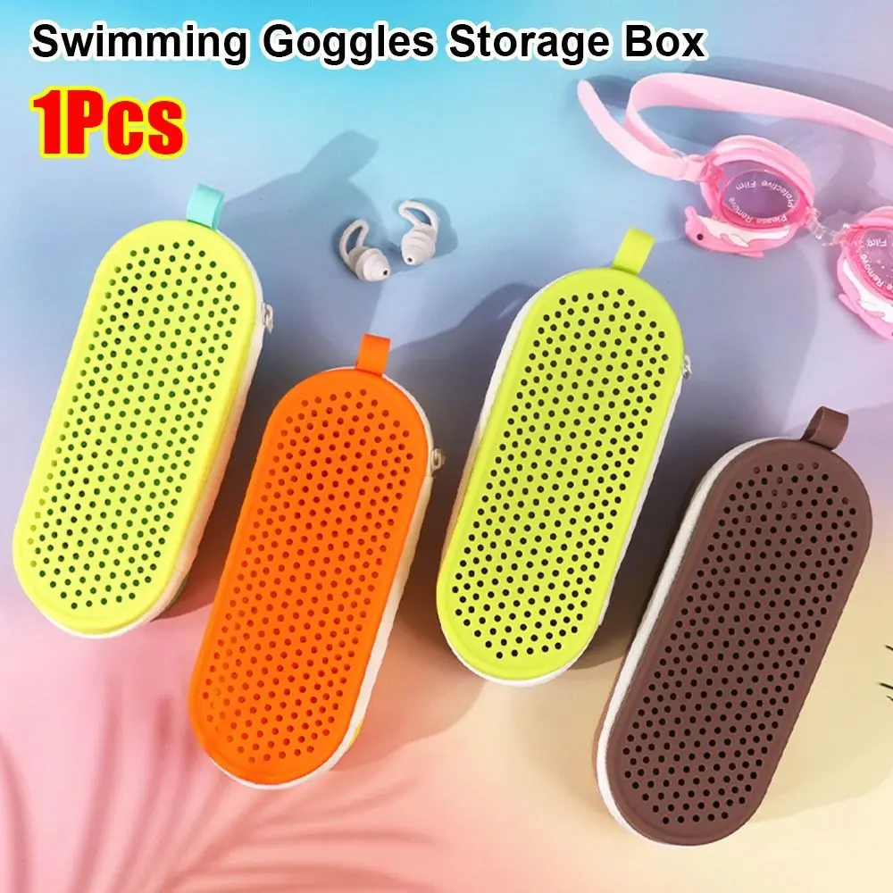 1Pc Silicone Large Capacity Dual-Sided Zipper Swimming Goggles Storage Box Breathable Portable Sun Glasses Protection Box zipper eyewear box swimming goggles box