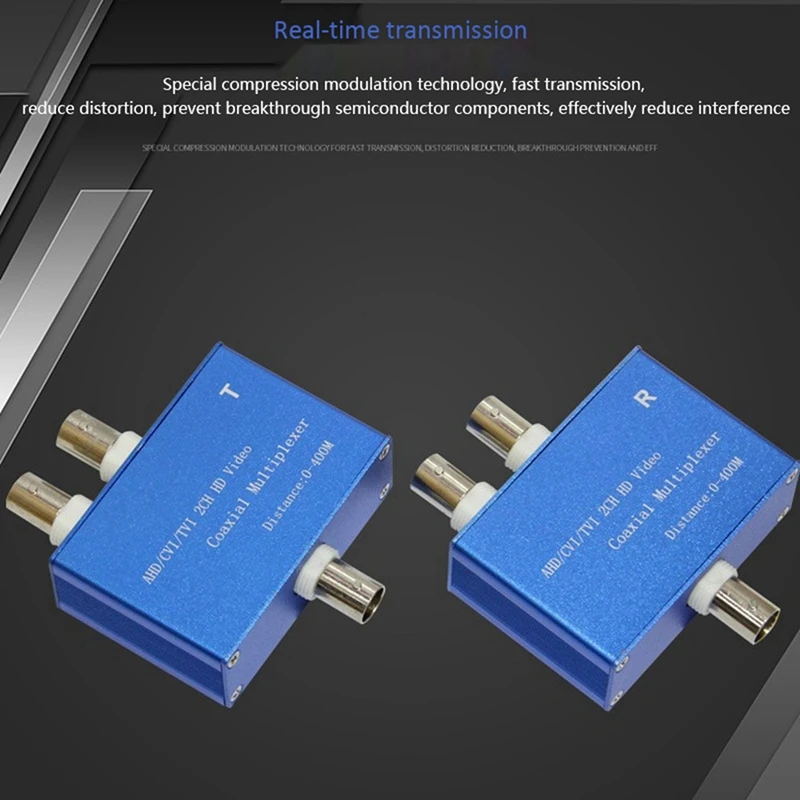 2X Two-Channel AHD/CVI/TVI1080P HD Video Multiplexer Coaxial HD Expander Adder For Camera