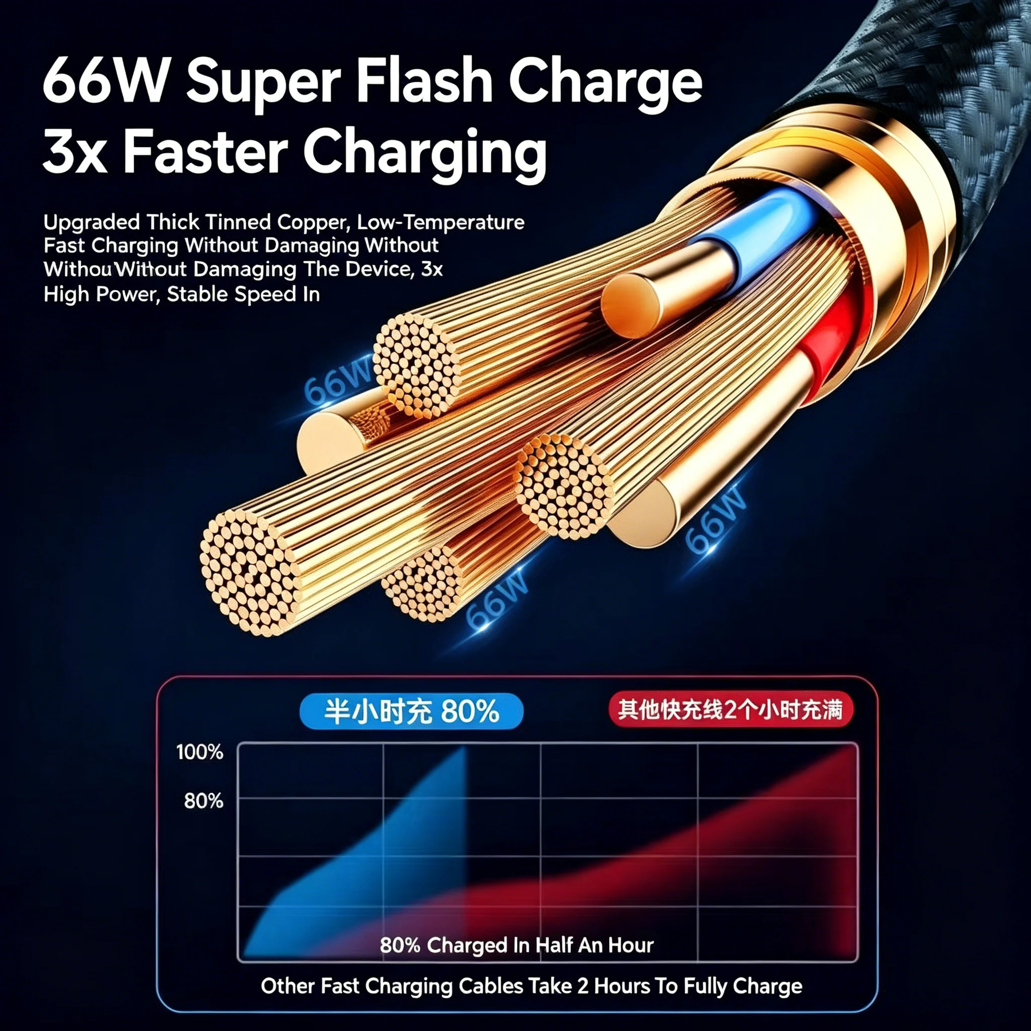 120W Type-C-USB/Type-C 케이블, LED 디지털 디스플레이가 있는 초고속 충전 휴대폰 케이블, USB-Type-C 충전 및 데이터 전송