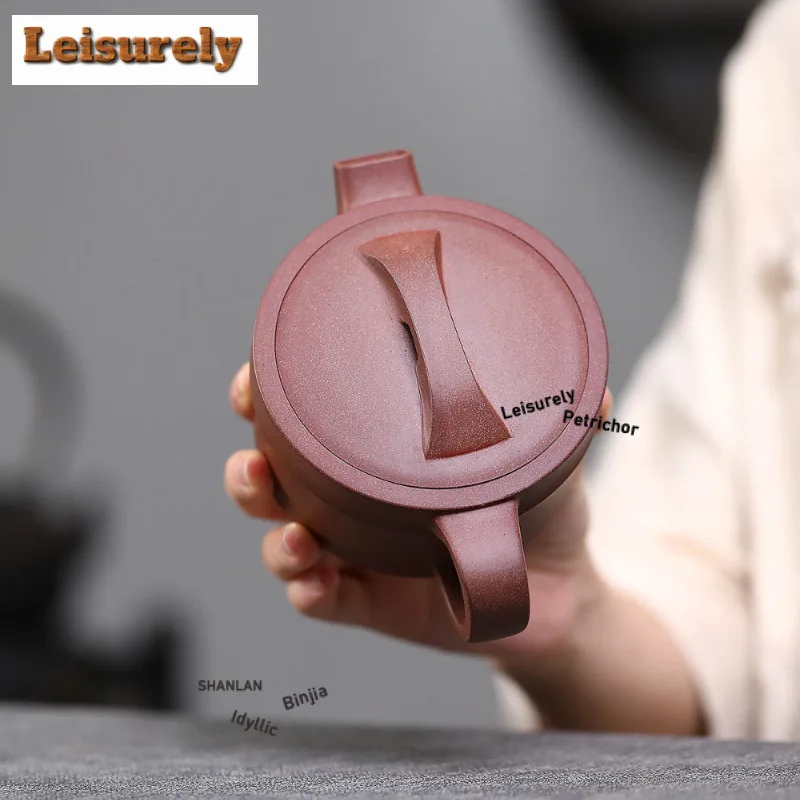 320ml Antique Yixing Purple Clay Teapots Handmade Large Caliber Pot Raw Ore Peach Blossom Mud Kettle Chinese Zisha Tea Set Cafes
