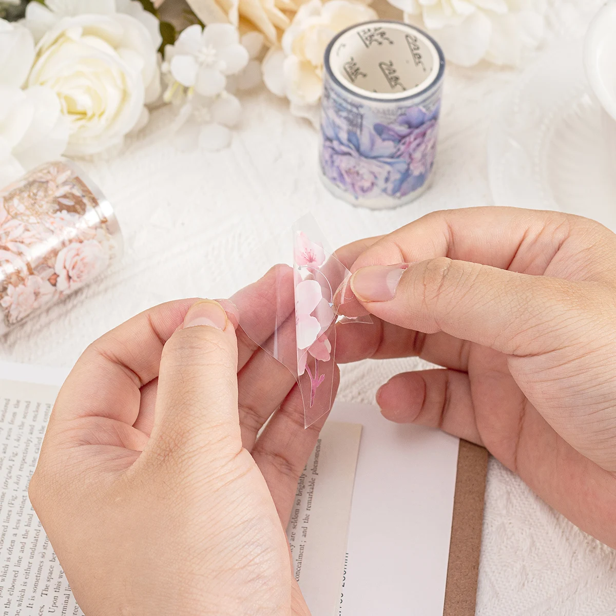6 rolls of bright floral pattern PET waterproof tape for DIY notebook and scrapbook decoration tape, stationery decoration tape 4
