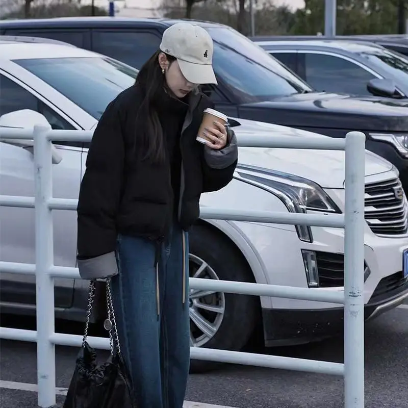 Patchwork Puffer Jacket Women Winter Down Jacket Warm Streetwear Korean Y2k Chic Parkas Thick Loose Vintage Jacket Coats New