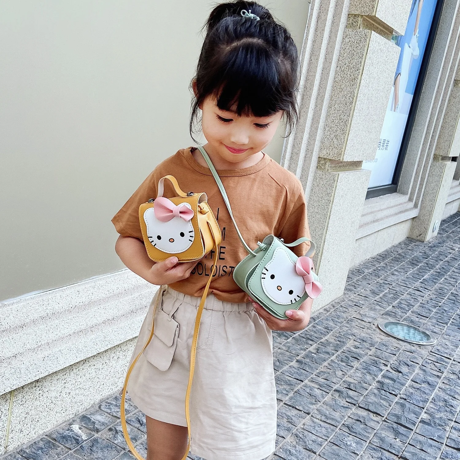 Hello Kitty Cartoon Cute Shoulder Bags Kids Kawaii Anime Messenger Bag Mini Coin Purse Fashion Girls Handbag Birthday Gifts
