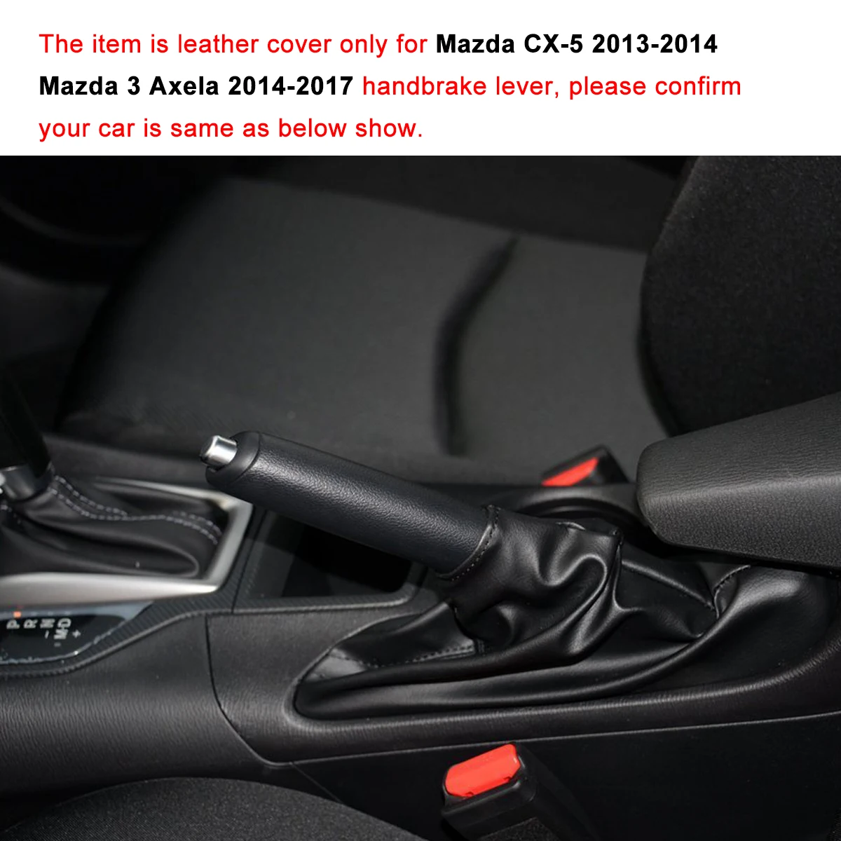 Yuji-Hong Car Handbrake Covers Case for Mazda CX-5 2013-2014 Mazda 3 Axela 2014- Auto Genuine Leather Cover